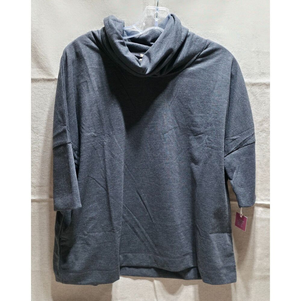 Poof! NWT Charcoal Heather Grey Cowl Neck Boxy Poncho Top - Size L